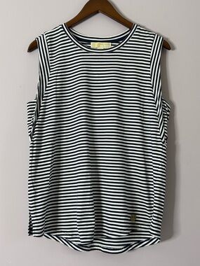 Michael Kors Blue And White Striped Sleeveless Top Size Large